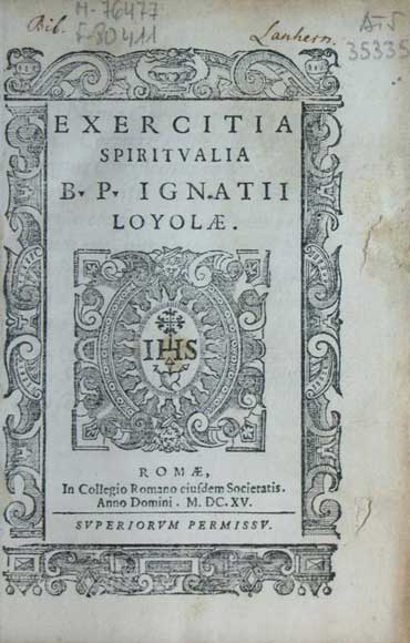 Титульный лист «Exercitia spiritvalia» (издание 1615 года). Титульный лист «Exercitia spiritvalia» (издание 1615 года).