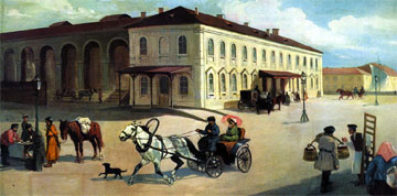 Станция Царскосельской железной дороги в Петербурге. Н. С. Самокиш. 1837 г. Станция Царскосельской железной дороги в Петербурге. Н. С. Самокиш. 1837 г.