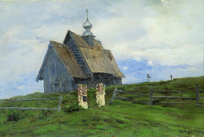 «Деревянная часовня в Плёсе», Исаак Левитан. «Деревянная часовня в Плёсе», Исаак Левитан.