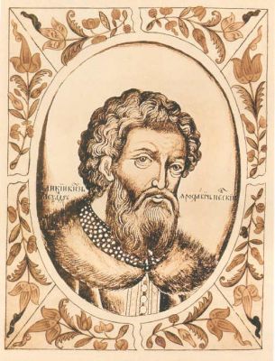 Александр Невский. Миниатюра из «Царского титулярника», 1672 год. Александр Невский. Миниатюра из «Царского титулярника», 1672 год.