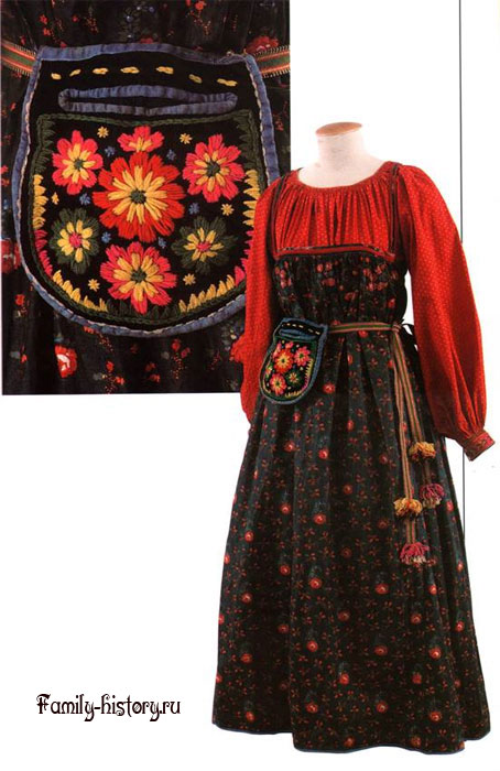 Девичий праздничный костюм. 1910—1920-е гг. Симбирская губерния, Сызранскии уезд, село Жемковка. Девичий праздничный костюм. 1910—1920-е гг. Симбирская губерния, Сызранскии уезд, село Жемковка.